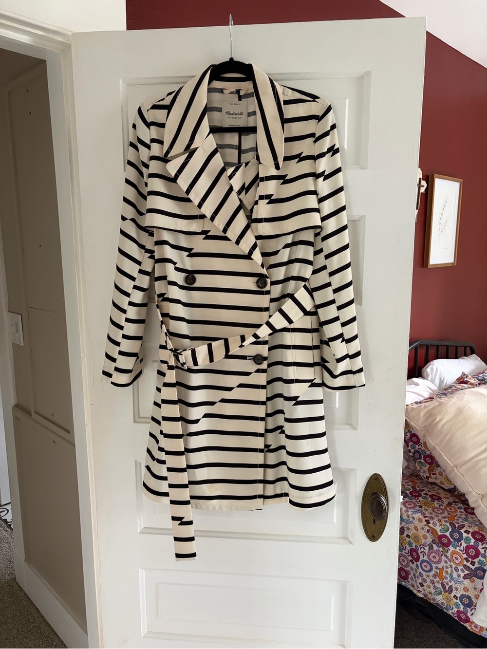 Madewell Black & White Striped Coat